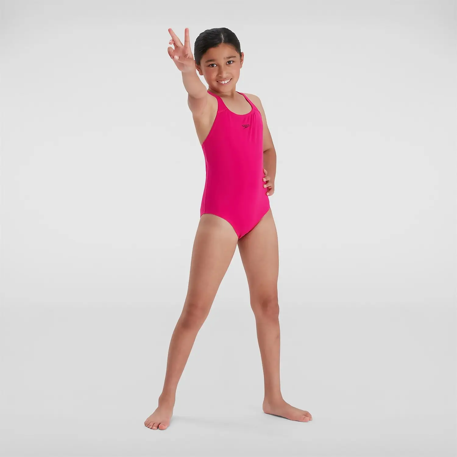 Costume Da Bagno Speedo Medalist Per Bambine, Stampa Digitale, Resistente Al Cloro - 100% Poliestere